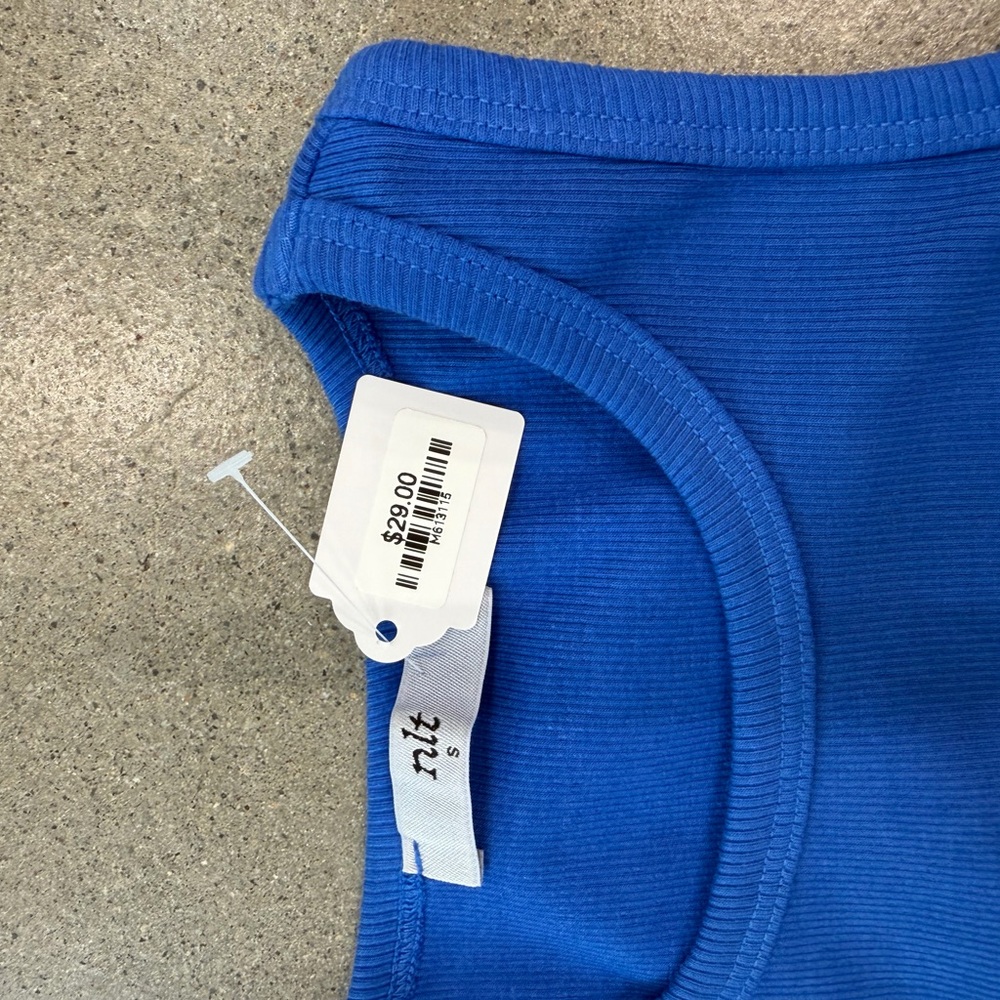Blue Women's Ribbed Racerback Tank Top - Picture 4 of 6